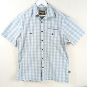 Howler Bros Camp Shirt Men Size M Blue Checkered Plaid Button Up 3 Pockets